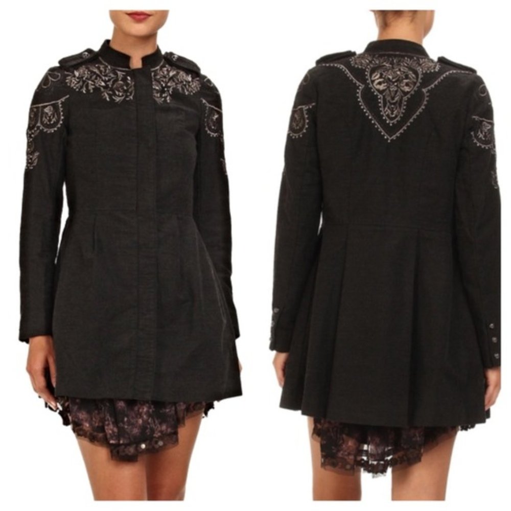 Free People Embellished Sergeant Coat, SZ 2